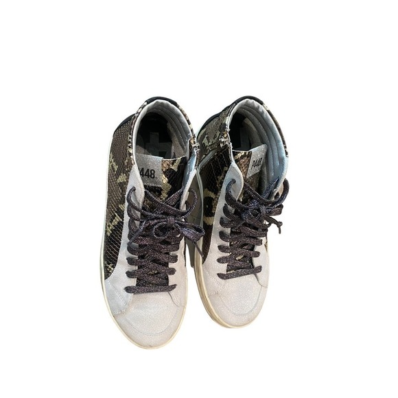P448 Python Brown Snakeskin Print High Top Sneakers 39 - Picture 8 of 9